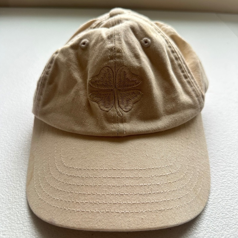 Lucky Brand Baseball Cap Tan Four Leaf Clover Embroidered Cotton Adjustable